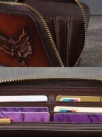Women's Genuine Leather Long Wallet with Carved Eagle - Image 8