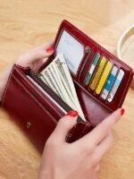 Women's Red Faux Leather Wallet with Multiple Card Slots - Image 2
