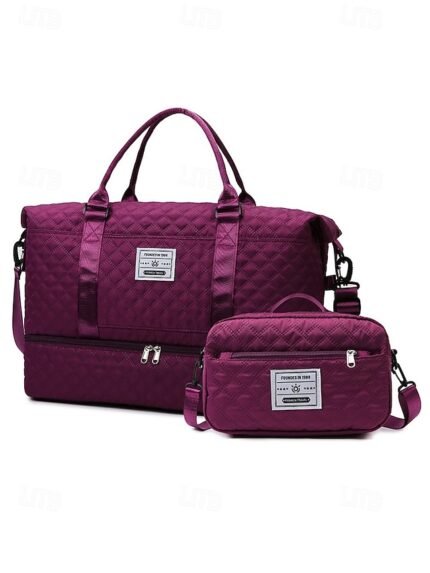 Women's Polyester Quilted Duffel Bag Set, Multiple Colors,