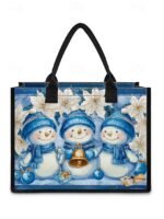 Women's Christmas Snowman Print Tote Bag, Large Capacity - Image 15