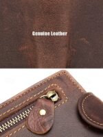 Men's Vintage Brown Leather Wallet with Zipper Pocket and - Image 5