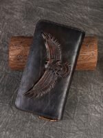 Women's Genuine Leather Long Wallet with Carved Eagle - Image 12