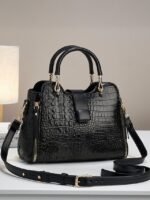 Women's Croc-Embossed Top-Handle Satchel – Structured - Image 11