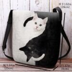 Yin Yang Cat Design Crossbody Bag - Artistic Black and White Cat - Image 3