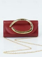 Women's Metallic Evening Clutch Bag with Gold Handle, - Image 19