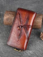 Women's Vintage Brown Leather Wallet with Embossed