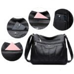 Women's Black Brown Crossbody Bag with Multiple Zippered - Image 4