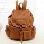 Women's Vintage Faux Leather Backpack with Multiple Pockets
