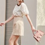 Women's White Faux Leather Handbag with Top Handle and - Image 4