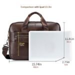 Premium Brown Leather Briefcase - Elegant Business Laptop Bag - Image 8
