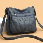 Women's Black Brown Crossbody Bag with Multiple Zippered - Image 11