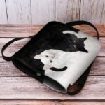 Yin Yang Cat Design Crossbody Bag - Artistic Black and White Cat - Image 7