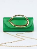 Women's Metallic Evening Clutch Bag with Gold Handle, - Image 14