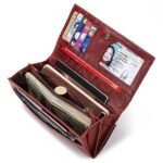 Women's Vintage Red Leather RFID-Blocking Wallet - - Image 3