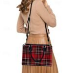 Women's Red Tartan Plaid Handbag with Adjustable Strap – - Image 2