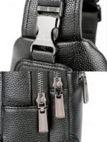Men's Faux Leather Sling Chest Bag with USB Charging Port, - Image 12