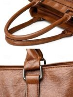 Women's Large Faux Leather Shoulder Tote Bag with Multiple - Image 10