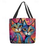 Women's Colorful Cat Art Tote Bag - Vibrant and Stylish - Image 9