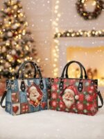 Women's Christmas Tote Bag - Faux Leather, Santa and - Image 4