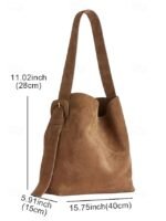 Women's Suede Shoulder Tote Bag - Bohemian Style Large - Image 8