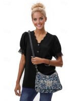 Women's Vintage Floral Print Shoulder Bag with Gold Chain - Image 3