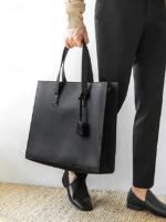 Men's Large Faux Leather Tote Bag – Stylish Business - Image 16