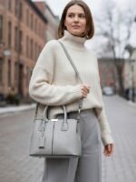 Women's Faux Leather Handbag with Adjustable Strap, - Image 4