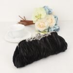 Women's White Satin Pleated Evening Clutch – Elegant - Image 8