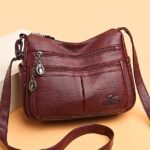 Women's Faux Leather Crossbody Bag - Multi-Pocket Shoulder - Image 10