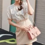 Women's White Faux Leather Handbag with Top Handle and - Image 2