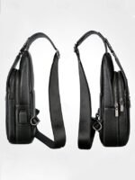 Men's Faux Leather Sling Chest Bag with USB Charging Port, - Image 8