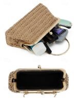 Women's Vintage Woven Straw Handbag – Elegant Kiss Lock - Image 8