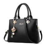 Women's Elegant White Faux Leather Handbag with Gold - Image 2