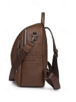 Women's Brown Faux Leather Mini Backpack – - Image 4