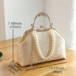 Women's Vintage Pearl Handle Lace Clutch - Elegant Evening - Image 5