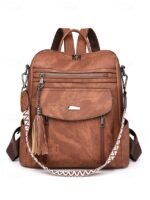 Women's Faux Leather Convertible Backpack Purse – Vintage - Image 4