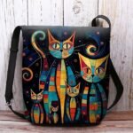 Artistic Cat Print Crossbody Bag – Vibrant Abstract Design - Image 10