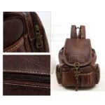 Women's Vintage Faux Leather Backpack with Multiple Pockets - Image 4