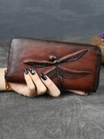 Women's Vintage Brown Leather Wallet with Embossed - Image 2