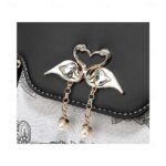 Women's Elegant Swan Pendant Handbag - Black and White - Image 8