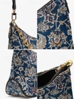 Women's Vintage Floral Print Shoulder Bag with Gold Chain - Image 9