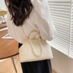 Women's Vintage Pearl Handle Lace Clutch - Elegant Evening - Image 4