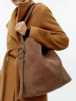 Women's Suede Shoulder Tote Bag - Bohemian Style Large - Image 2