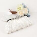 Women's White Satin Pleated Evening Clutch – Elegant - Image 7