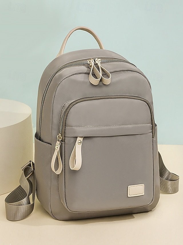 voyurp1732080057566 Women's Khaki Waterproof Nylon Backpack with Multi Zipper - Image 1