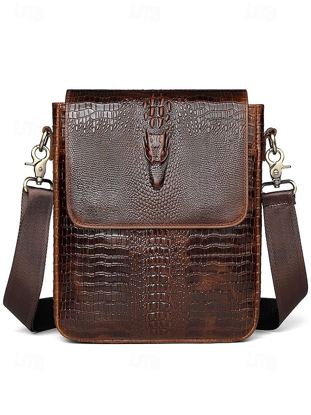 vyiioa1765268225448 Men's Luxury Crocodile Embossed Leather Satchel - - Image 1