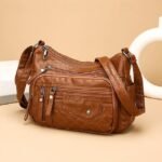 Women's Faux Leather Quilted Crossbody Bag with Multiple - Image 7