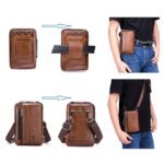Sleek Brown Leather Vertical Sling Bag - Compact Men's - Image 8