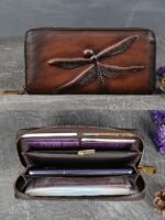 Women's Vintage Brown Leather Wallet with Embossed - Image 3