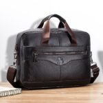 Premium Brown Leather Briefcase - Elegant Business Laptop Bag - Image 16